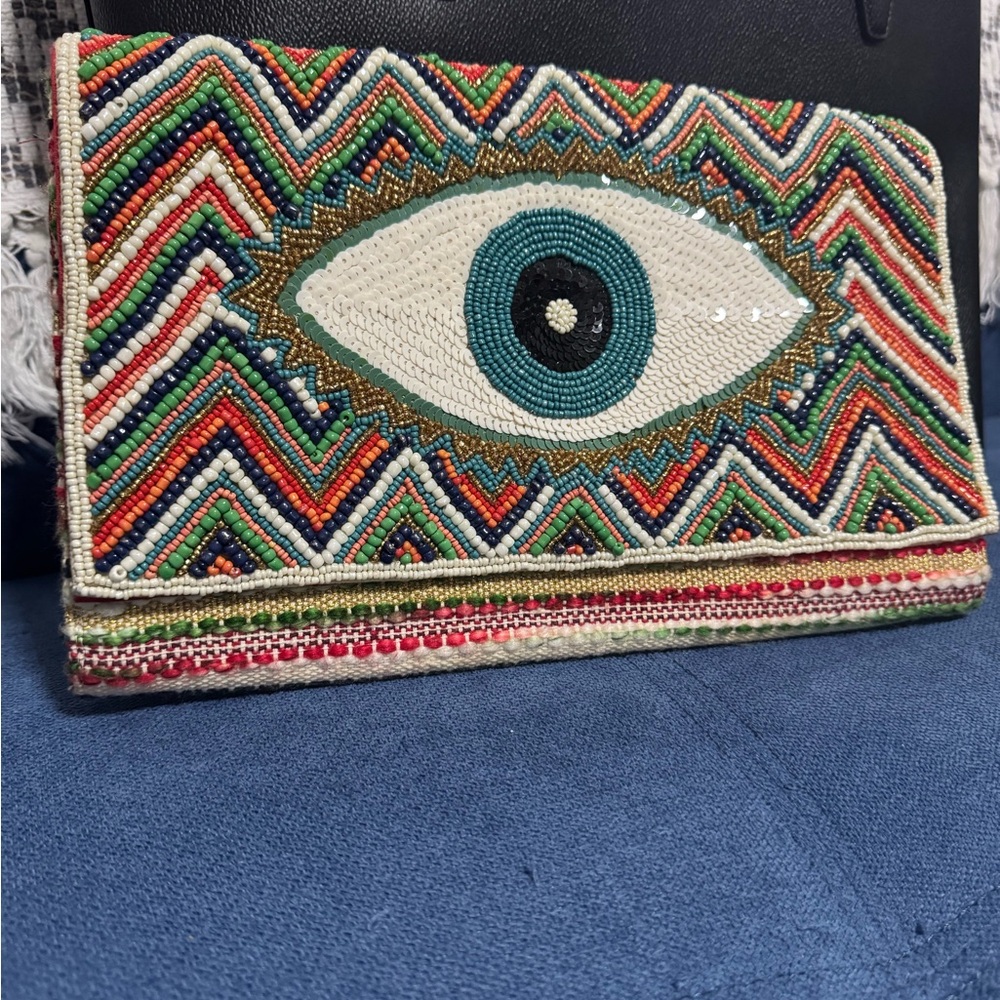 Colorful Beaded Eye Clutch